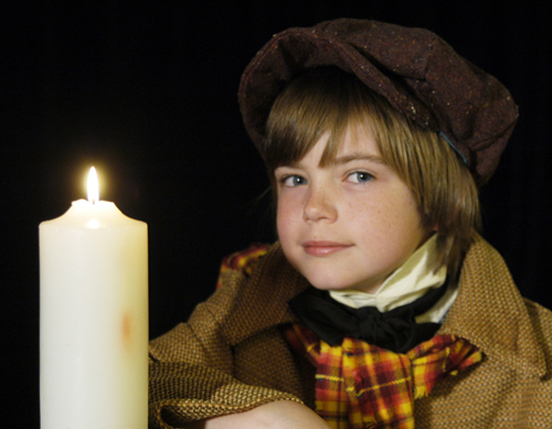 Taylor Carnie as Tiny Tim in Charleston Stage's "A Christmas Carol"